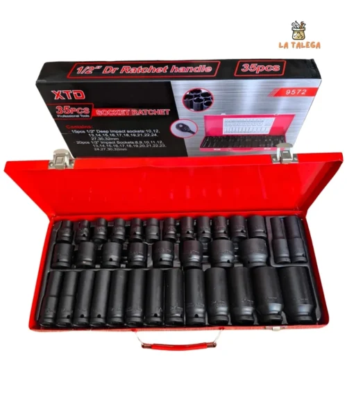 Juego De Dados De Impacto De 1/2 In, 8-32 Mm, 35 Piezas