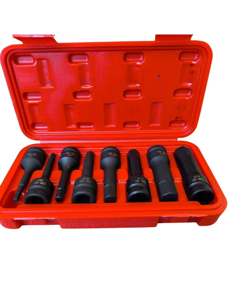 Dados de impacto exagonal 8 pcs , encastre 1/2, Cromo Molibdeno