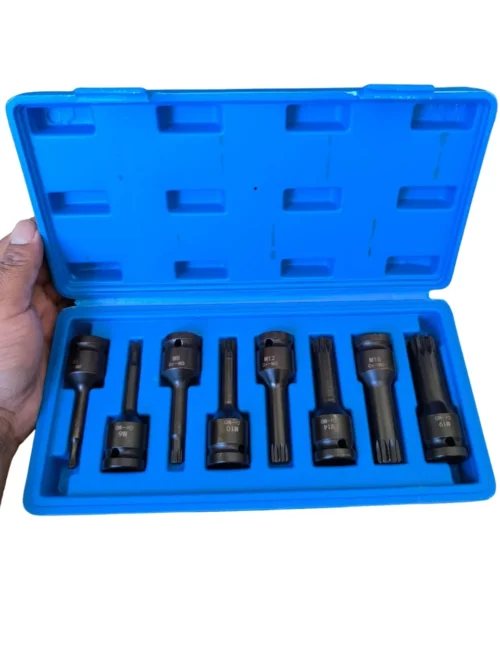 Juego de Dados Estriados de Impacto 8 Piezas – Encastre 1/2" CR-MO