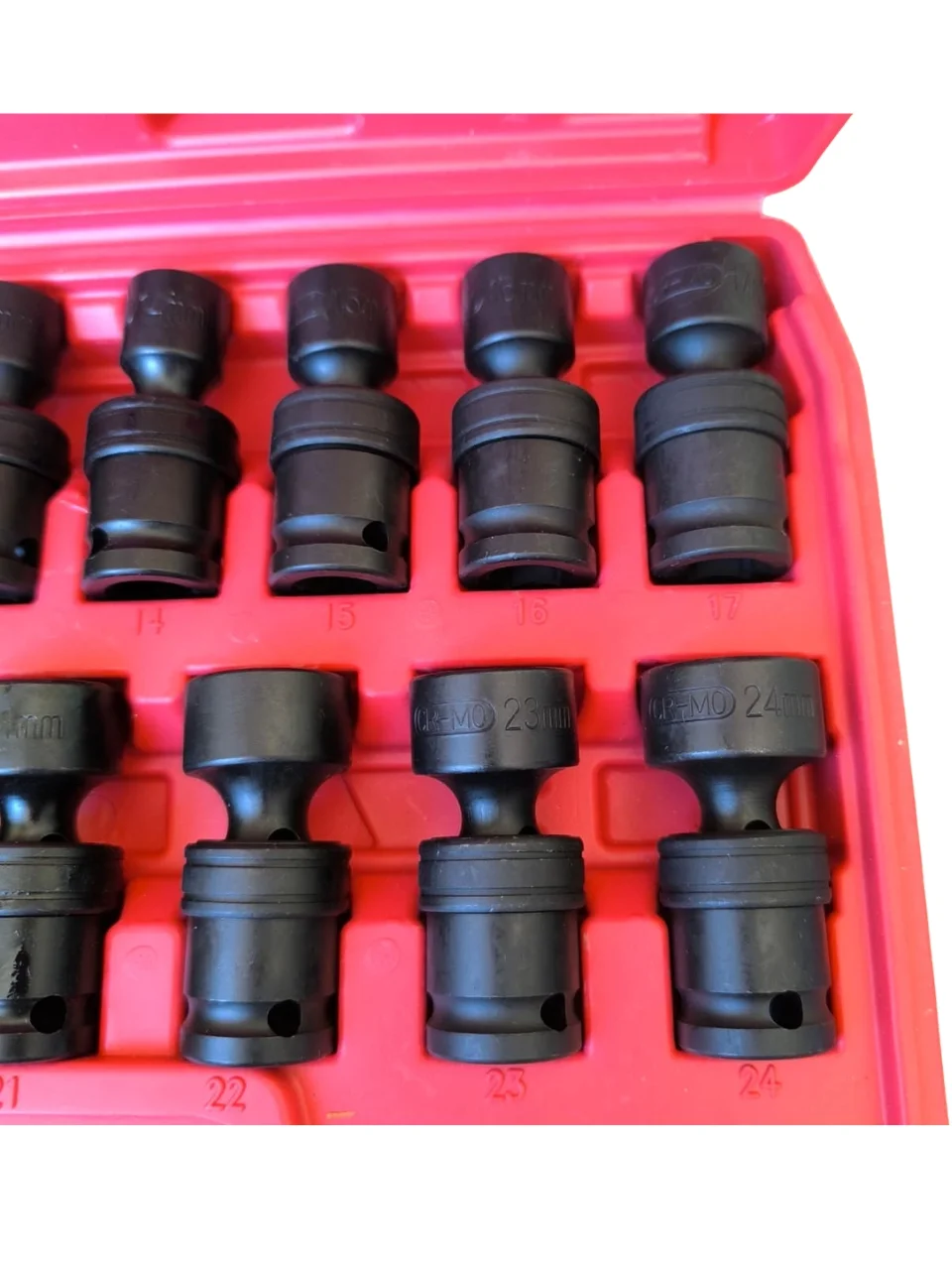 Juego de Dados de Impacto Universales (Articulados/Flexibles) 15 Piezas – Encastre 1/2 CR-MO - Imagen 2