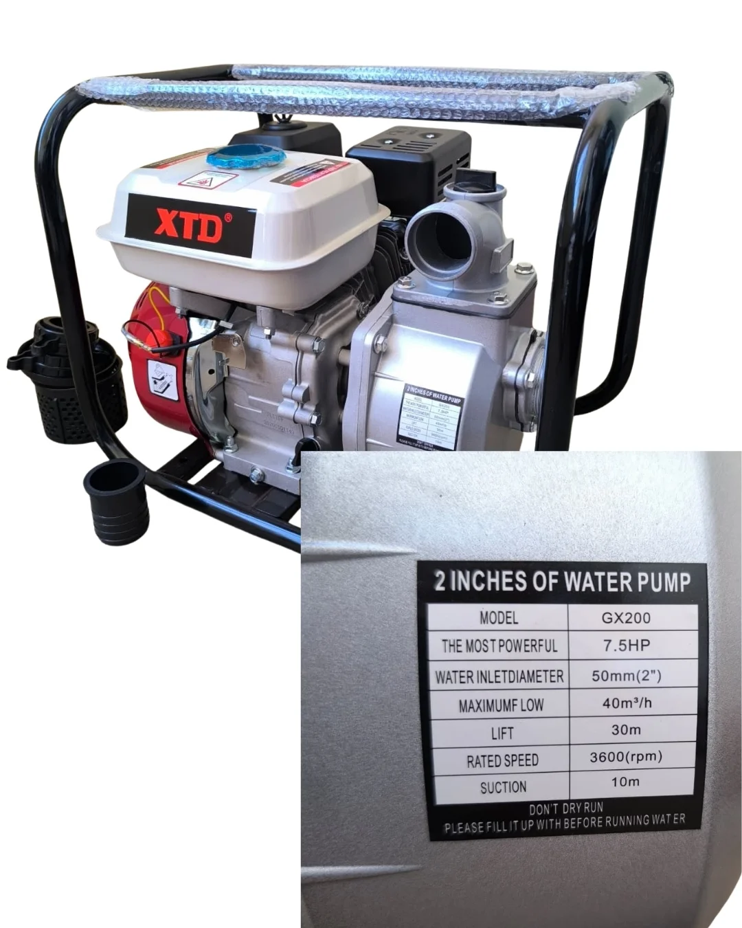Motobomba a Gasolina 7.5HP 2" XTD - Motor GX200 - Imagen 2
