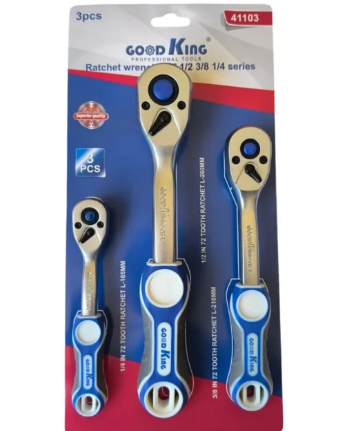 Juego de Carracas Ratchet Good King 72T x3 Piezas – 1/2", 3/8" y 1/4"