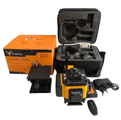 Nivel Láser POWFUL 16 Líneas 360° Verde – 40m de Alcance – Con Maletín Y Control Remoto