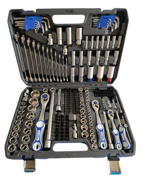Juego de Dados y Llaves Good King 222 Piezas – Ratchet 1/2", 3/8" y 1/4"